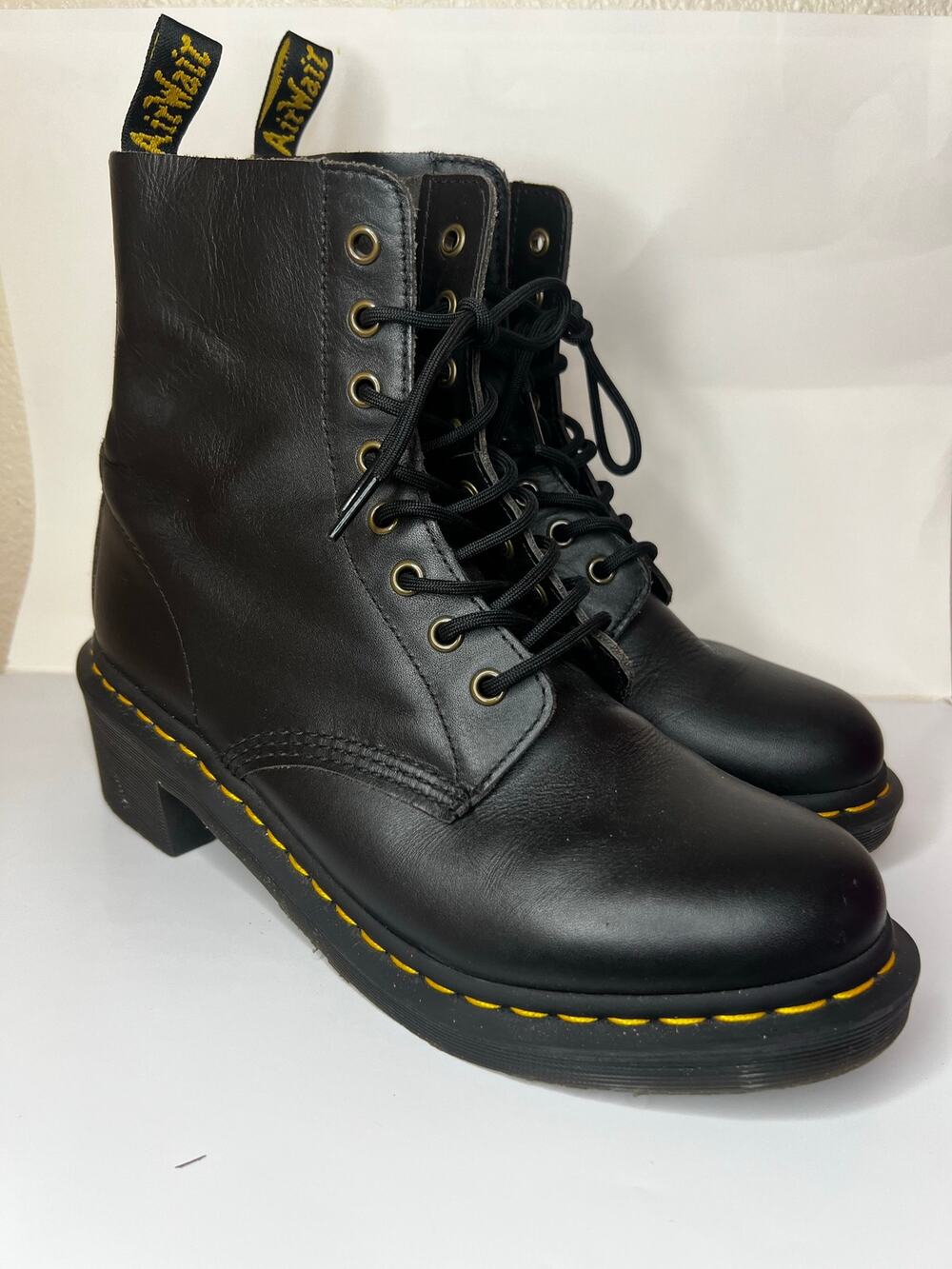 Dr. Martens Clemency Smooth Leather Heeled Lace-up Boots LADIES 10